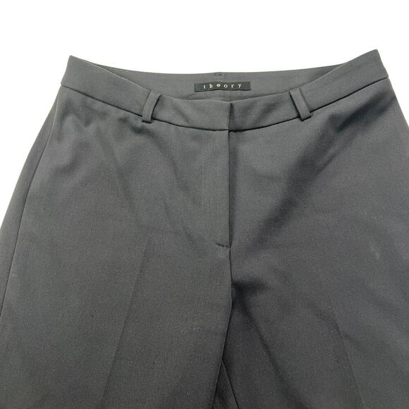 Theory Charcoal Gray Flat Front Pocketless Wide Leg Dress Pants Size 10 - Picture 3 of 9
